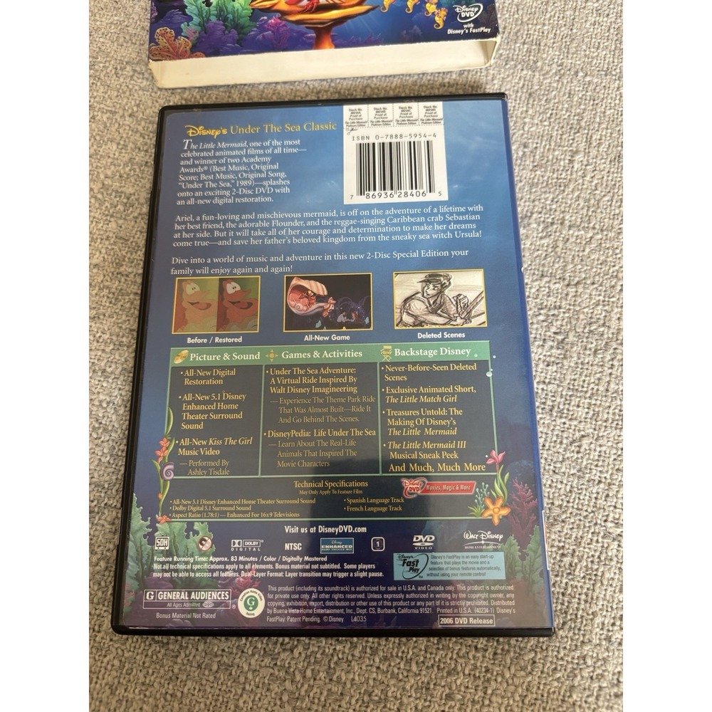 Disney DVD Lot Of 4 Platinum Edition 2 Disc Set Little Mermaid Snow White Alice - Picture 6 of 16